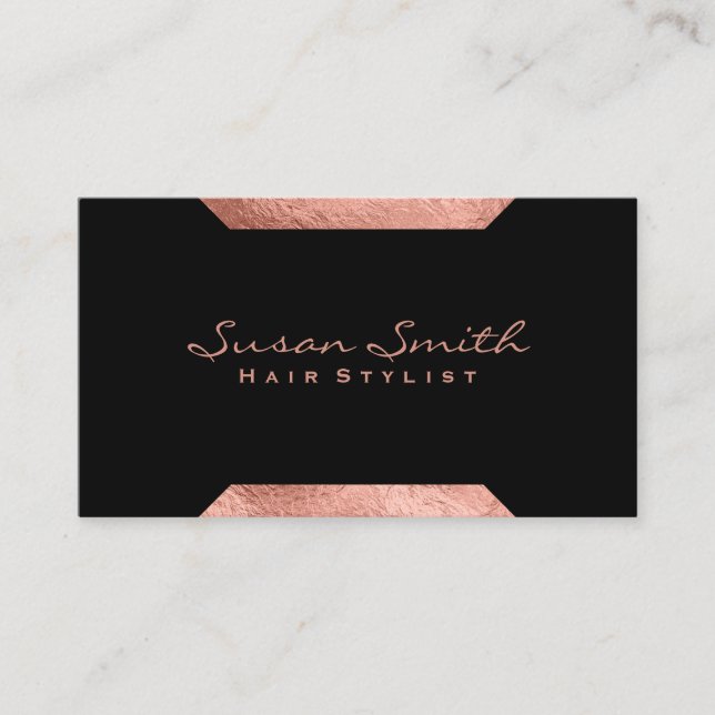Rose Gold Geometric Accents Business Card (Front)