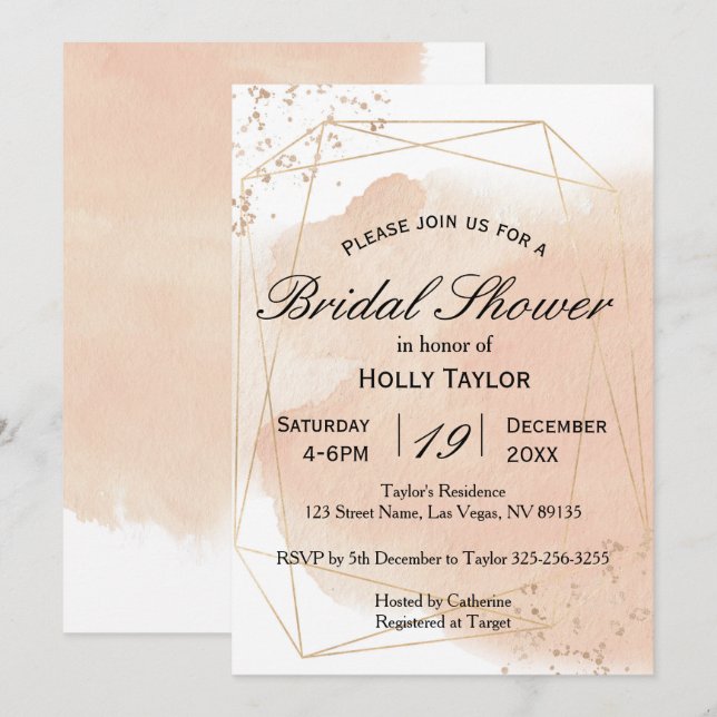Rose Gold Geometric Bridal Shower Invitation (Front/Back)