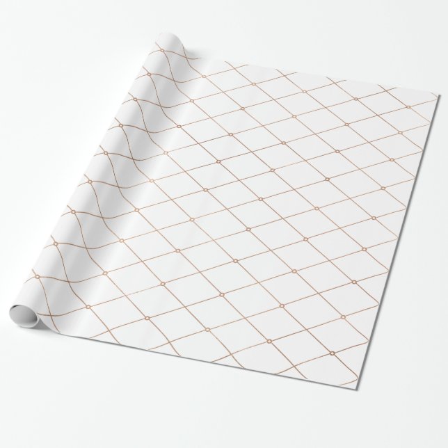 Rose Gold Geometric Diamond Pattern Wrapping Paper (Unrolled)