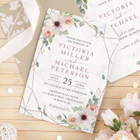 Rose Gold Geometric Floral Bohemian Pink Wedding