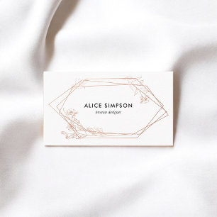 Rose Gold Geometric Floral Business Card