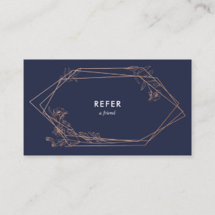 Rose Gold Geometric Floral Referral Card