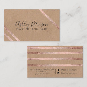 Rose gold geometric kraft hair makeup typography business card