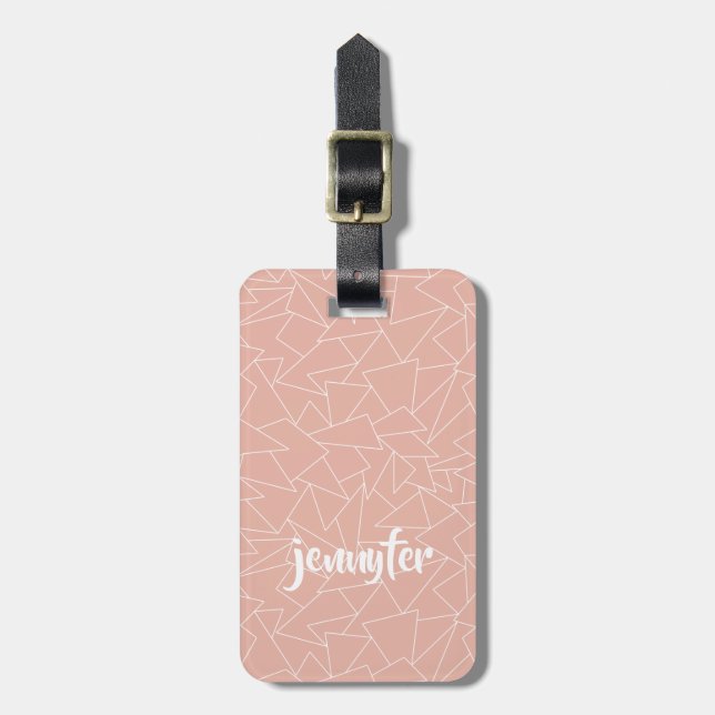Rose gold geometric luggage tag (Front Vertical)