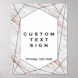 Rose Gold Geometric Marble Custom Sign