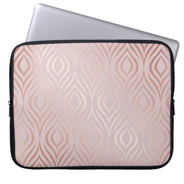 Rose gold geometric seamless pattern laptop sleeve (Front)