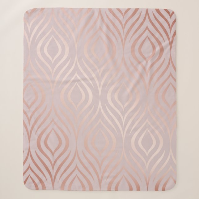 Rose gold geometric seamless pattern sherpa blanket (Front)
