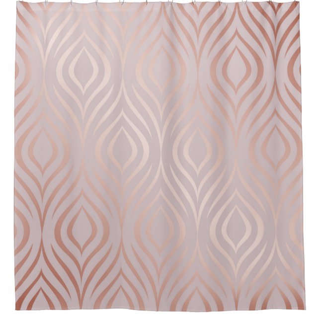 Rose gold geometric seamless pattern shower curtain (Front)