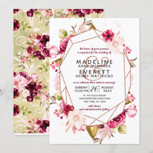 Rose Gold Geometric Terrarium Wedding Invitations