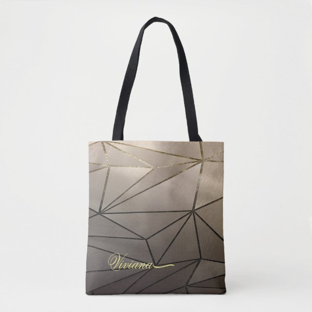  Rose Gold Geometric Tote Bag (Front)