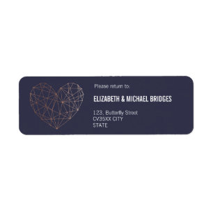 Rose gold Geometric wedding Return addess label