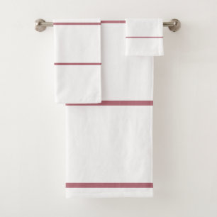 Rose Gold Geometric White Stripes Bath Towel Set