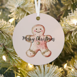 Rose Gold Gingerbread Cookie and Tree Metal Tree Decoration