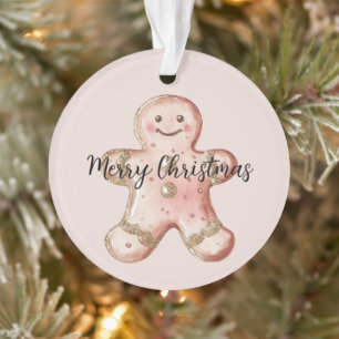 Rose Gold Gingerbread Cookie and Tree Ornament