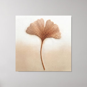 Rose Gold Ginkgo Leaf Embroidery Texture Botanica Canvas Print