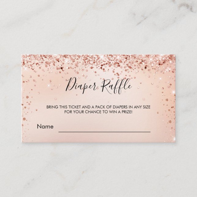 Rose gold girl baby shower diaper raffle ticket  enclosure card (Front)