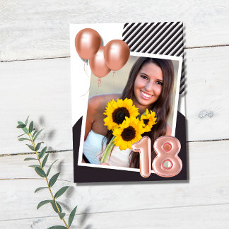 Rose Gold Girl Photo 18th Birthday Party  Invitation
