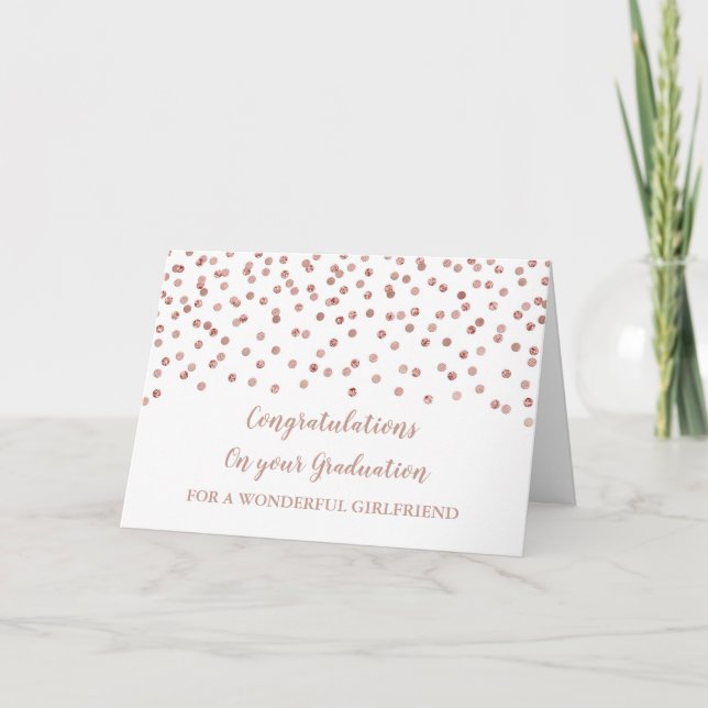 Rose Gold Girlfriend Congratulations Graduation Card (Front)