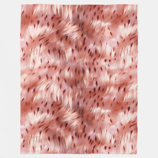 Rose Gold Girly Animal Fur Fleece Blanket (Front)