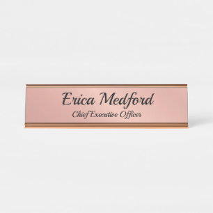 Rose Gold Girly Blush Pink Desk Sign