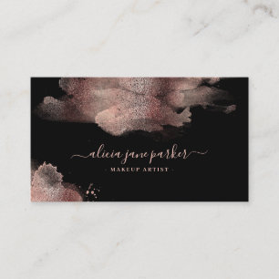 Rose gold girly glitter salon makeup artist business card