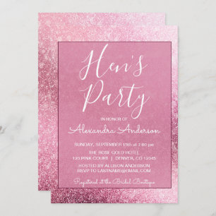 Rose Gold Girly Glitter Sparkle Hen's Party Invitation