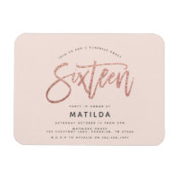 Rose gold girly glitter surprise sweet 16 birthday