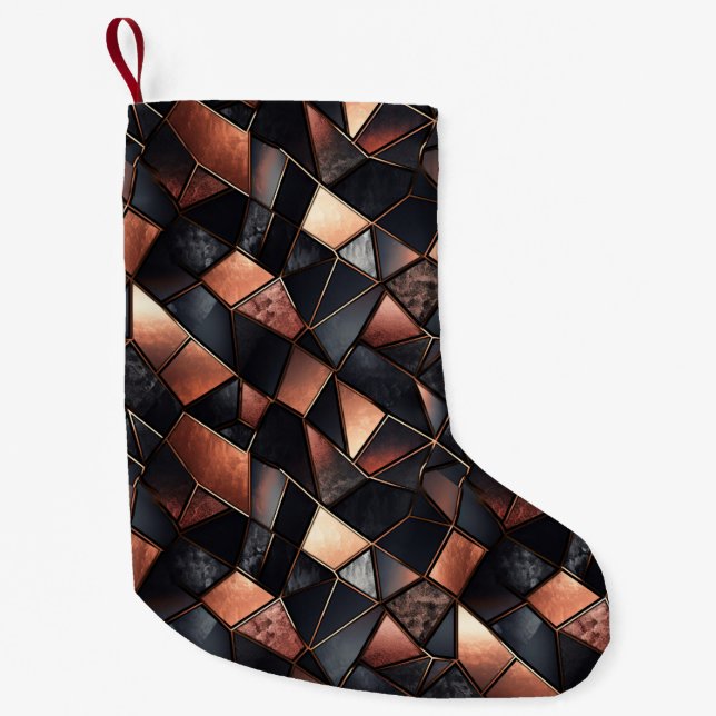 Rose Gold Glam and Black Small Christmas Stocking (Front)