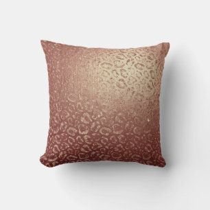 Rose Gold Glam Animal Leopard Skin Pillow