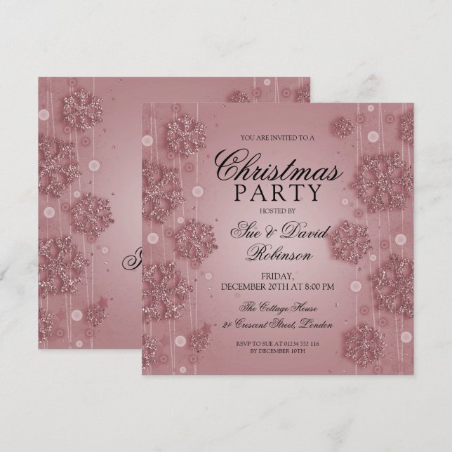 Rose Gold Glam Christmas Holiday Party Invitation (Front/Back)