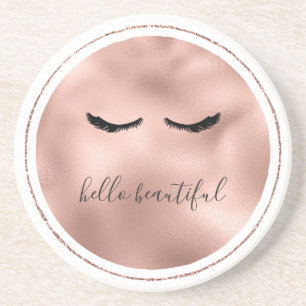 Rose Gold Glam Eyelashes Coaster