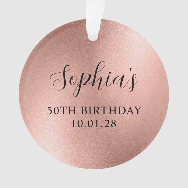 Rose Gold Glam Foil 50th Birthday Photo Ornament (Front)