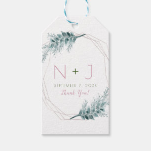 Rose Gold Glam Geometric Botanical Wedding Gift Tags