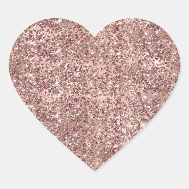Rose Gold Glam Glitter Sparkle   Heart Sticker (Front)