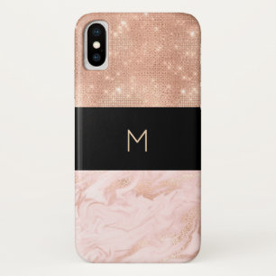 Rose Gold Glam Monogrammed iPhone X Case