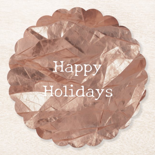 Rose Gold Glam Paper Coaster (Front)