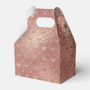 Rose Gold Glam Sparkly Heart Metallic Glass Gift Favour Box
