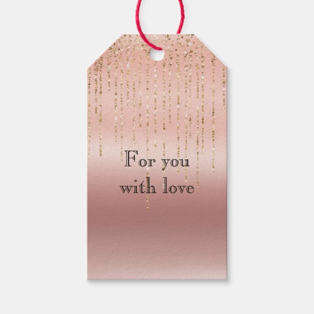 Rose Gold Glam Strings Gift Tags (Front)