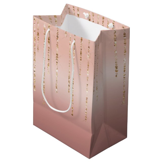 Rose Gold Glam Strings Medium Gift Bag (Front Angled)