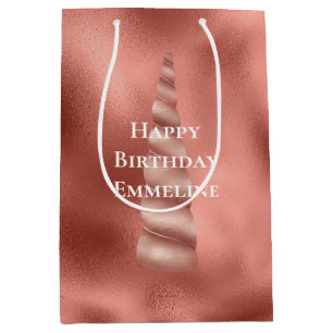 Rose Gold Glam Unicorn Birthday Medium Gift Bag