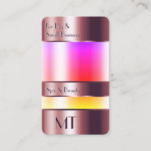 Rose Gold Glass Can Rainbow Fluids with Monogram Business Card