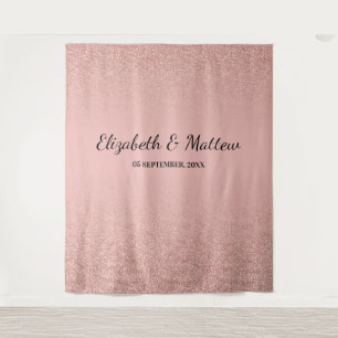 Rose gold gliiter blush wedding backdrop tepestry tapestry