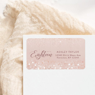 Rose Gold Glitter 18th Birthday Address Label