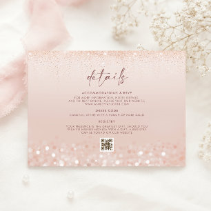 Rose Gold Glitter 18th Birthday Details Enclosure Card