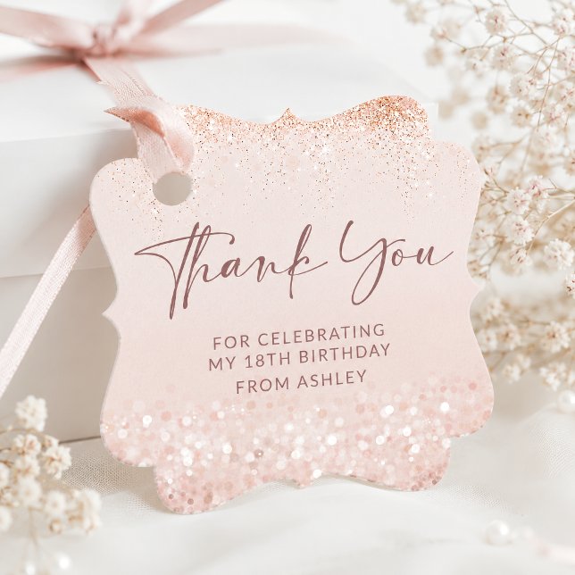 Rose Gold Glitter 18th Birthday Fancy Square Tag (Rose Gold Glitter 18th Birthday Fancy Square Tag)