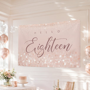 Rose Gold Glitter 18th Birthday Party Banner