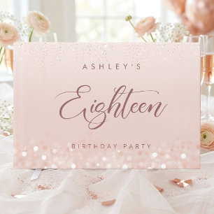 Rose Gold Glitter 18th Birthday Party Guest Book