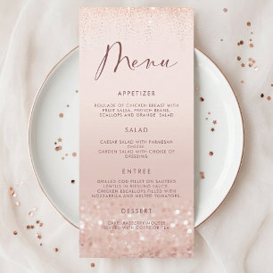 Rose Gold Glitter 18th Birthday Party Menu Card