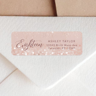 Rose Gold Glitter 18th Birthday Return Address