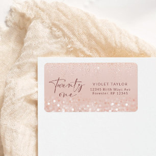 Rose Gold Glitter 21st Birthday Address Label